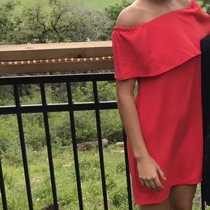 Charles Henry | Off the shoulder dress | fuschia